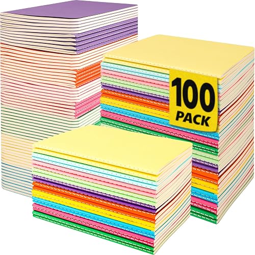 100 Pack Small Mini Notebook Bulk, 3.5x5.5 Lined Pocket Notebook with Colored Cover, 10 Colors 24 Sheets (48 Pages) Small Journals for Traveler, Students, School Supplies