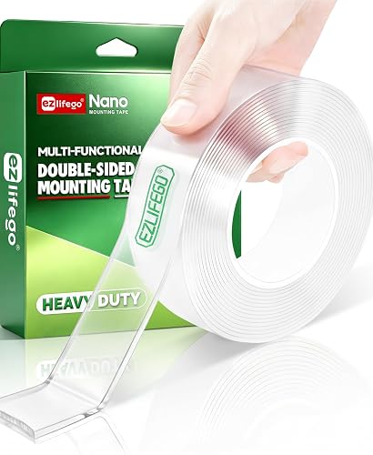 EZlifego Heavy Duty Invisible Bond Nano Double Sided Mounting Tape, 16.5FT | Nano-Tech, Holds up to 72 lbs, All-Purpose, Instant Hold, Industrial-Strength Adhesive, Indoor & Outdoor Decor,Back to School