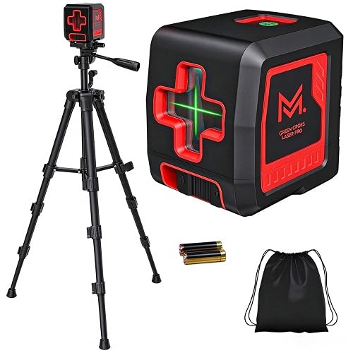 Motovera Self Leveling Laser Level 100ft, Green Cross Line with Tripod, 4 Brightness Modes & Pulse Function, Manual & Self-Leveling Modes, IP54 Waterproof for Picture Hanging, Tile, DIY Construction
