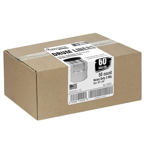 Ultrasac 55-60 Gallon Heavy Duty Black Drum Liners - 50 Bags w. Ties, 2 Mil | Puncture and Tear Resistant | 38" x 58" Extra Large Bags with Ties | For Construction, Yard, and Industrial Use