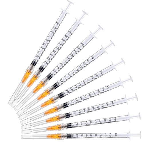 50 Pack 1ml 25 Gauge 5/8 Inch, for Scientific Labs, Industrial Dispensing and Liquid Measuring Supplies, Individually Sealed Packaging