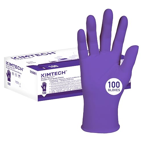 Kimberly-Clark 55081 Safeskin Purple Nitrile Exam Gloves, Small, Purple, Pack of 100