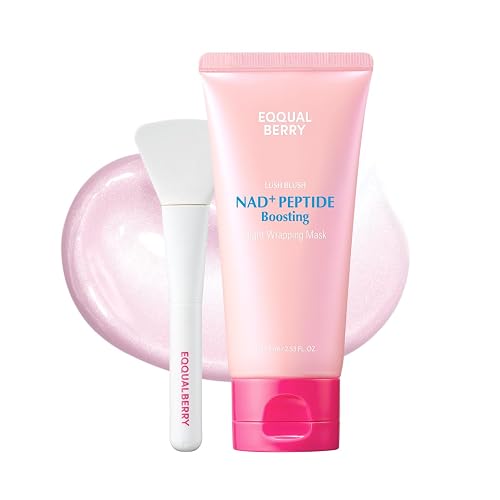 EQQUALBERRY NAD+ Peptide Boosting Night Wrapping Mask | Easy Peel Off Overnight Facial Mask for Face, Neck Lifting & Firming | Glowing Glass Skin | Korean Skin Care, 2.53 fl.oz