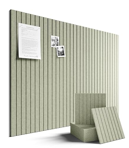 Fluxynara Felt Bulletin Board & Cork Board Alternative 48'' x 36'' | 12 Pack Cork Board Alternative with Safe Adhesive Tabs, Pin Boards for Wall Decor, Home, Office, Classroom,Dorm, Sage