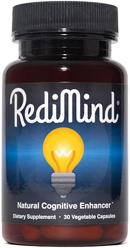 RediMind Natural Cognitive Support and Brain Supplement, Vegan, Gluten-Free | Sharpens Memory, Focus, Concentration, and Recall While Promoting Mental Clarity and Cognitive Function, 30-Day Supply