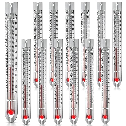 Tellegloww 12 Pcs V Shaped, Dual Scale Science Thermometers | Mercury Free Lab Thermometer for Student School Supplies, Classroom Teaching Tools for Kids, Adults