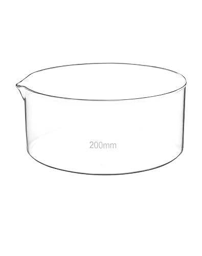 QWORK 2000ml Borosilicate Crystallizing Dish – Flat Bottom Glass Bowl with Spout for Lab, Science, and Teaching Use
