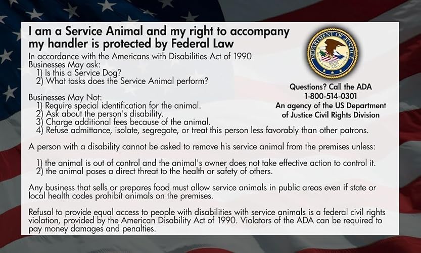 Service Dog Law Cards 2026 - The Original 50 ADA Service Dog Information Cards - State Your Legal Rights - Includes Service Dogs Certificate & ID Card Info