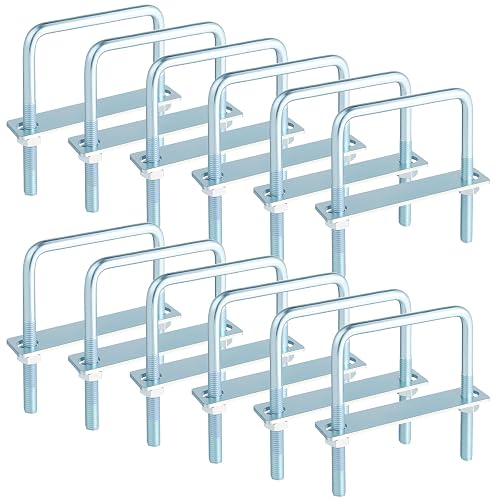 AOKLIT 12 Pcs 3/8" x 4" x 5" Square U Bolt 4 inch Wide Zinc Plated | U Bolt Carbon Steel for Sailboat Trailers, Tube, Industrial Supplies
