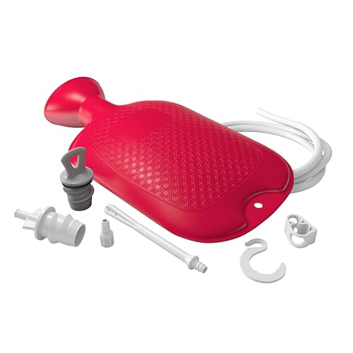 Flents Douche & Enema Combination Kit, 1.66 L Personal Care System, Red | Multipurpose and reusable with attachments, personal hygiene and cleansing system, hot/cold water bottle, douche or enema