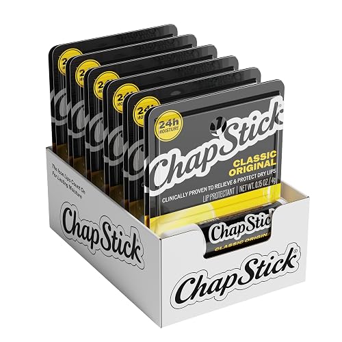 ChapStick Classic Original Lip Balm Sticks with 24 Hour Moisture, 12-Pack | 0.15 oz Each, Bulk Set, Clinically Proven Lip Care that Provides Ultimate Hydration to Prevent Chapping and Relieves Dryness