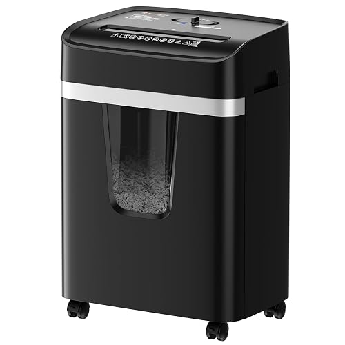 Bonsaii 12-Sheet Cross Cut Heavy Duty Paper Shredder for Home Office | P-4 Security Level, Jam-Proof System, 5.5Gal Pullout Bin with Casters, Shredder for CDs & Credit Card C282-A