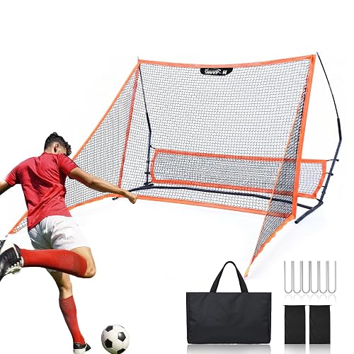 Soccer Baseball Rebounder Soccer Goal Net,Soccer Rebounder with Safety Backstop Net,for Solo Passing, Receiving & Trapping Practice,Soccer Rebounder Board Includes Carry Bag,Stakes& Sandbag