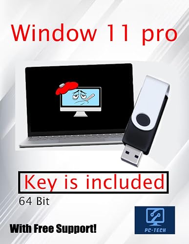 PC Tech USB Key Compatible with install Key Included USB For Windows 11 pro OEM Version 64 bit. Install To Factory Fresh, Recover, & Repair computer. Free 24/7 Technical Support