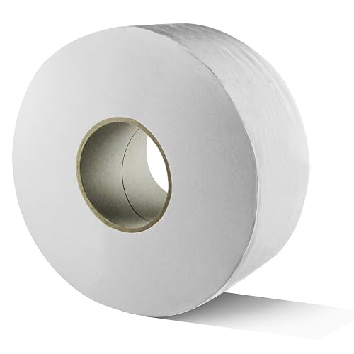 Karat 12 Pack 9" Jumbo Roll Toilet Paper, 2-Ply White Bath Tissue, 1000 ft | JS-JRT1000, Commercial Restrooms, Bathroom Tissue, Jumbo Size, Paper Material, Case Pack