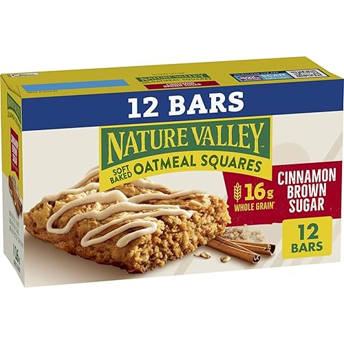 Nature Valley Cinnamon Brown Sugar Soft Baked Oatmeal Squares, 12 ct | 16g Whole Grain per Serving, Cinnamon & Brown Sugar Flavor, No Artificial Flavors or Colors, Pantry or Lunch Box Ready