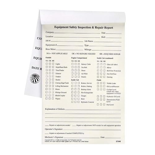 J. J. Keller Equipment Safety Inspection Report Book, 5 Pack | 5.5" x 8.5", 31 Sets of Forms, 2-Ply Carbonless