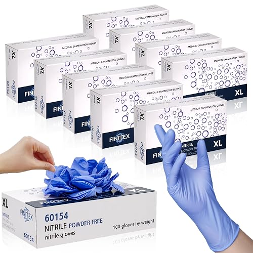 FINITEX Disposable Ice Blue Nitrile Exam Gloves 1000PCS/Case Cleaning | Powder-free, Latex-free, Medical-grade,Food-grade,Industrial-grade,Ice Blue,Thick,Comfortable fit,Examination,Food,Case