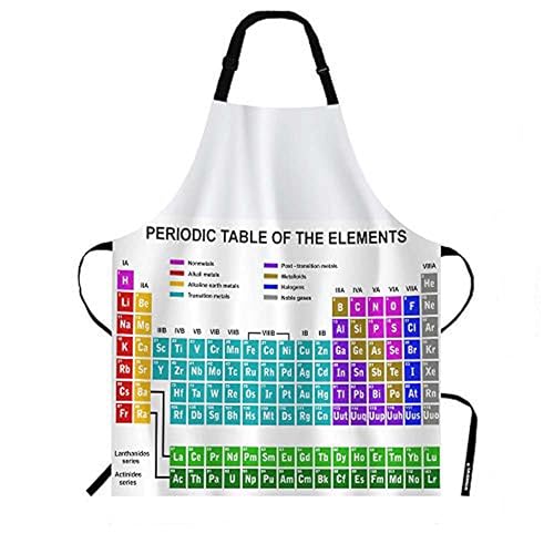 Wondertify Periodic Elements Apron,School Education Science Chemistry Pattern Bib Apron with Adjustable Neck for Men Women,Suitable for Home Kitchen Cooking Waitress Chef Grill Bistro Baking BBQ Apron