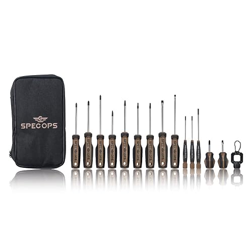 Spec Ops Tools Screwdriver Set for Professional Construction & Jobsite Use, Phillips, Slotted, Torx and Square Drivers with Magnetic Tips, 14-Piece