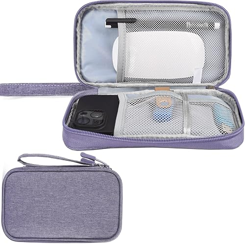 CAAORDKSO Electronics Organizer Travel Bag, Small Cable Organizer Case Waterproof Accessories Pouch, Travel Electronic Carrying Case for Cable, Cord, Charger, Phone, Power Bank, Earphone (Purple)
