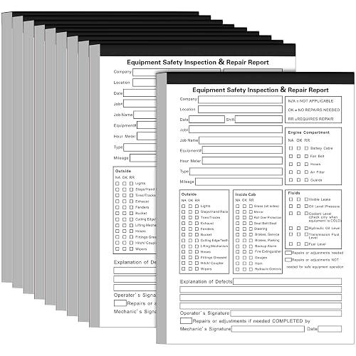 Humyoun 10 Pack Equipment Inspection Book, Vehicle Report, 2-ply | For Driver Pre-trip Logs and Fleet Maintenance, Daily Vehicle Inspection Forms, Carbonless Duplicate Copies, Spiral Bound