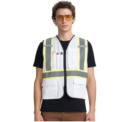 A-KSAFETY High Visibility Safety Vest for Men Women with Pockets and Zipper