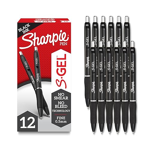 Sharpie S-Gel Pens, Medium Point (0.5mm), Black Ink, 12 Count - Writing, Journaling, Drawing, Coloring, Note-Taking, College Supplies