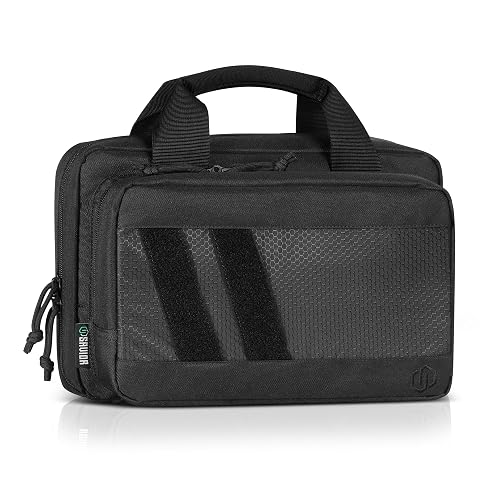Savior Equipment Specialist Series Tactical Double Scoped Handgun Firearm Case Pistol Bag For Outdoor Hunting Shooting Range, Lockable Compartment, Additional Magazine Storage Slots