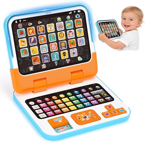 2-in-1 Learning Laptop with Music & Sound for 1 2 3 Years Old Boys Girls | Learning Laptop Tablet for Toddlers Ages 2-4, Early Educational Laptop with a Detachable Tablet, Gifts for Age 12-18 Months