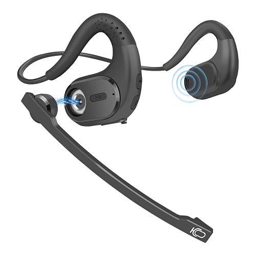 BANIGIPA Bluetooth Headset with Removable Microphone, Open Ear Headphones | Noise Cancelling Mic, Wireless Headset for Phone PC Computer, Truck Headsets for Office Meeting Working Driving Running, 12H