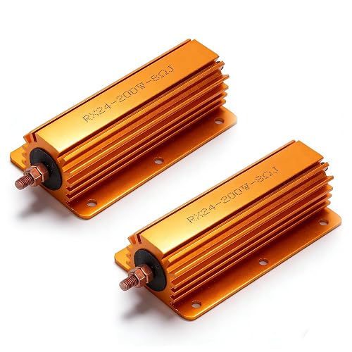 Power Resistor Aluminium Housing 8Ohm 200W Power Resistor, 2Pcs Screw Tap Chassis Mounted Aluminum Case Resistor, 0.2in Mounting Hole Resistor for Industrial Electrical Supplies