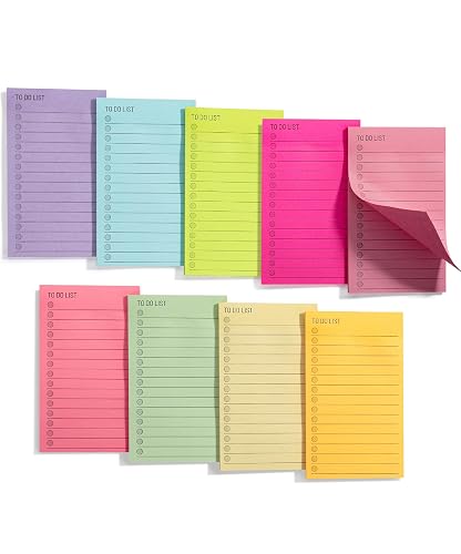 Mr. Pen- to Do List Sticky Notes, 3” x 5”, 9 Pads, 360 Sheets | Lined Checklist Sticky Pads with Smooth Writing, Easy Peel-Off, Thick Paper for Planning, Office, School & Daily Tasks