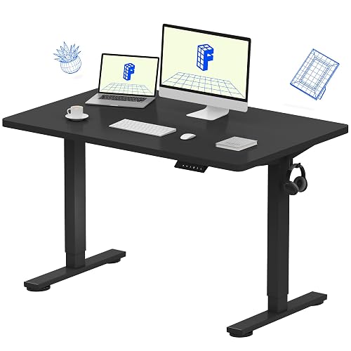 FLEXISPOT EN1 One-Piece Standing Desk, Electric Adjustable with 4 Memory Presets, 176 LBS Capacity, Stable & Quiet, Seamless Desktop for Home Office & Dual Monitors, 48"x30" Black