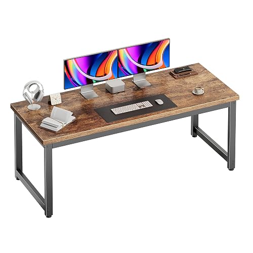 PRAISUN 54 x 19.7 Inch Computer Desk, 0.95'' Thicker, Heavy Duty, Rustic Brown