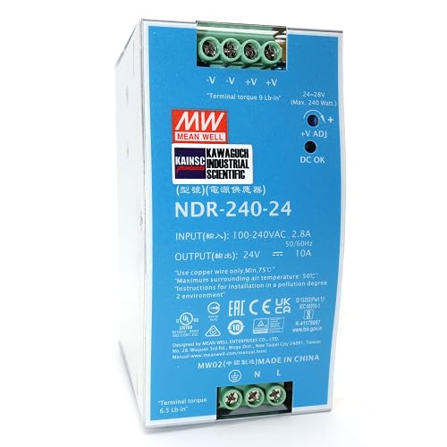 Mean Well NDR-240-24 240W 24VDC 10A AC/DC Industrial DIN Rail Power Supply | Single Output, Provided by KAINSC Products