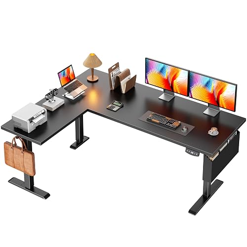 Korfile 63" L Shaped Standing Desk Height Adjustable Memory Presets Black | Reversible Corner Desk, Ergonomic Sit to Stand, for Home Office, Work and Study, Weight Capacity 180lbs