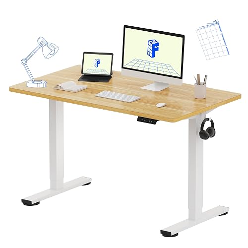 FLEXISPOT EN1 48"x24" One-Piece Standing Desk, Maple | 176 LBS Capacity, Seamless Desktop, Home Office, 4 Memory Presets, Dual Monitor Setup, Anti-Collision