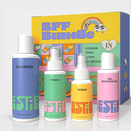 InstaNatural BESTIES BFF Four Step Kit: Skincare Set for Teens and Kids | Simple, Gentle Skincare for Healthy Skin, Cleanser, Toner, Serum & Gel Moisturizer for All Skin Types