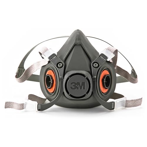 3M Half Facepiece Reusable Respirator 6300, NIOSH, Large | Four-Point Harness, Comfortable Fit, Dual Airline Supplied Air Compatible, Bayonet Connections, Painting, Sanding