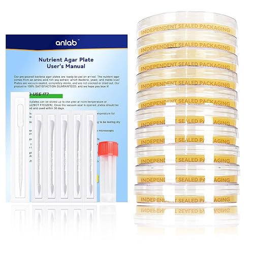 Nutrient Agar Petri Dishes Science Project Kit | Pre-Poured Agar Plates and Cotton Swabs for Science Experiments | Bacteria Science Kit - Sealed Separately (Items of 10)