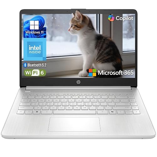 HP Essential Laptop 2026, Intel CPU, 128GB Storage, Office 365, Copilot AI | Windows 11, WiFi 6, Long Battery Life, Lightweight & Portable, Modern Silver, Fast Charging, Daily Use