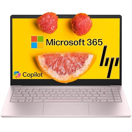 HP Essential Laptop 2027, Intel CPU, 512GB PCIe SSD, Office 365, Copilot AI | 4GB RAM, WiFi 6, Bluetooth 5.4, Long Battery Life, Lightweight 3.11 lbs, Windows 11 Home for Students, Tranquil Pink
