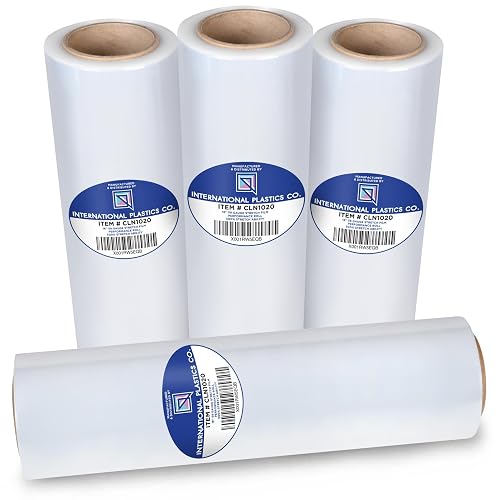 International Plastics Co. 4 Pack of 18'' Stretch Wrap for Moving | Heavy Duty Plastic Film, Furniture Pallet Packing, Clear, 1200 feet Each, 500% Stretch
