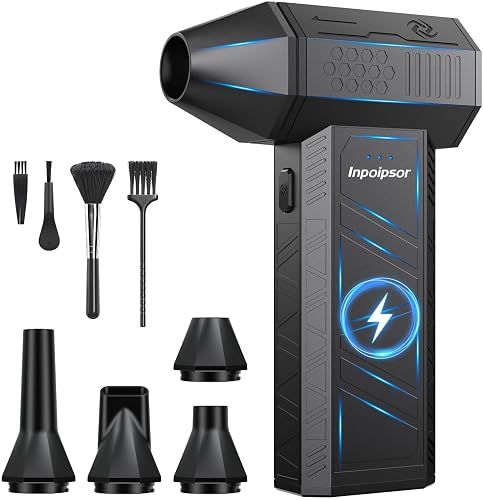 Compressed Air Duster - 130000RPM Powerful Electric Air Duster, 3 Gear Adjustable Cordless Air Blower, Rechargeable Dust Cleaner for Keyboard, Computer, Home, Outdoor, Car