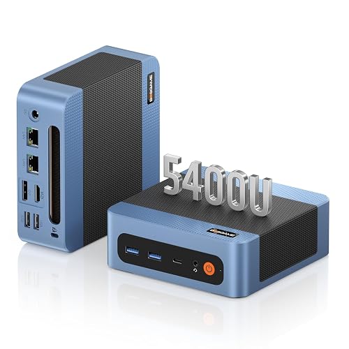 BOSGAME E5 Plus Mini PC Ryzen 5400U, 8GB Upgradable RAM 256GB SATA SSD | Dual 2.5G LAN, WiFi 5/BT5.0, 4K Triple Display HDMI+DP+Type-C, W11, Perfect for Soft Router, Home & Office