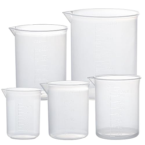 30 Pack Plastic Beakers,5 Size Graduated Measuring Beaker Set of 6 (50ml,100ml,150ml,250ml,500ml）,Premium Polypropylene Plastic Beakers for Kids,Science Lab Equipment, Home Experiment