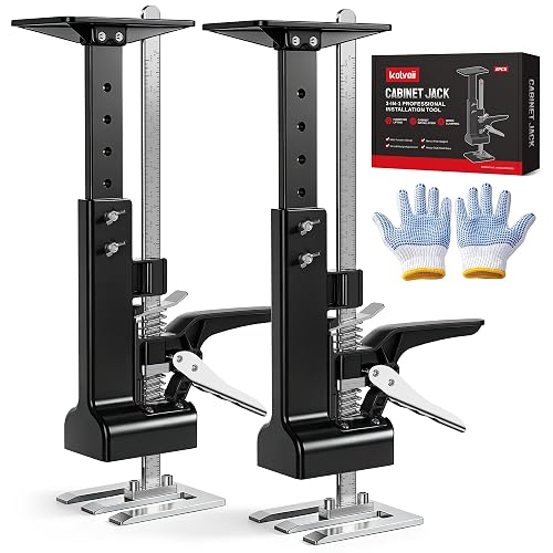 Kolvoii Cabinet Jacks, 2-Pack 3-in-1 Cabinet Installation Support Kit | Solo Cabinet Installation; Cabinet Support Tool; Hand Lifting Jack; Third-Hand Design; Adjustable Height; Furniture Jack