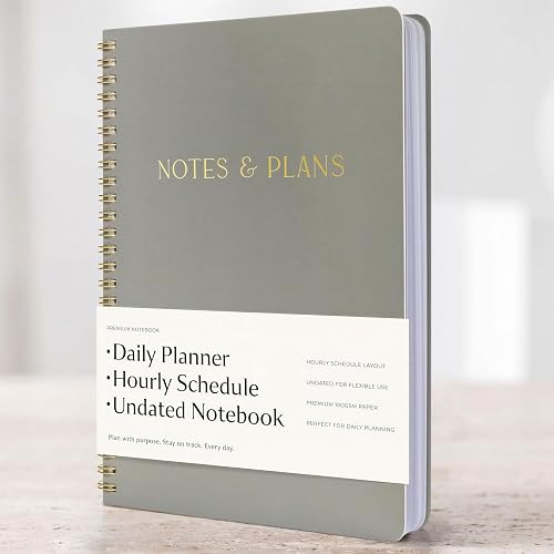 Beautiful Daily Planner And Notebook With Hourly Schedule - Spiral Notebook | Aesthetic Spiral to Do List Notepad to Easily Organize Your Tasks and Appointments - School or Office Supplies for Women