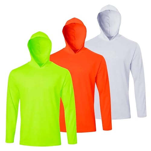 LeeHanTon Men UPF 50+ Sun Protection Hoodie Long Sleeve T Shirts Pack Quick Dry Shirt for Athletic Running Activewear Workout